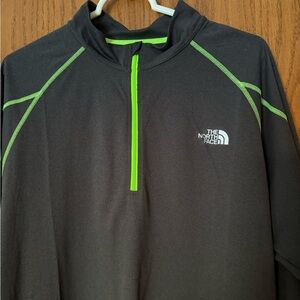 The North Face Men's Dark Gray 1/4 zip with Neon Green Highlights